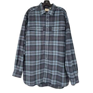 LL Bean Plaid Flannel XL Tall Mens Button Front Shirt 100% Cotton Campcore Cabin